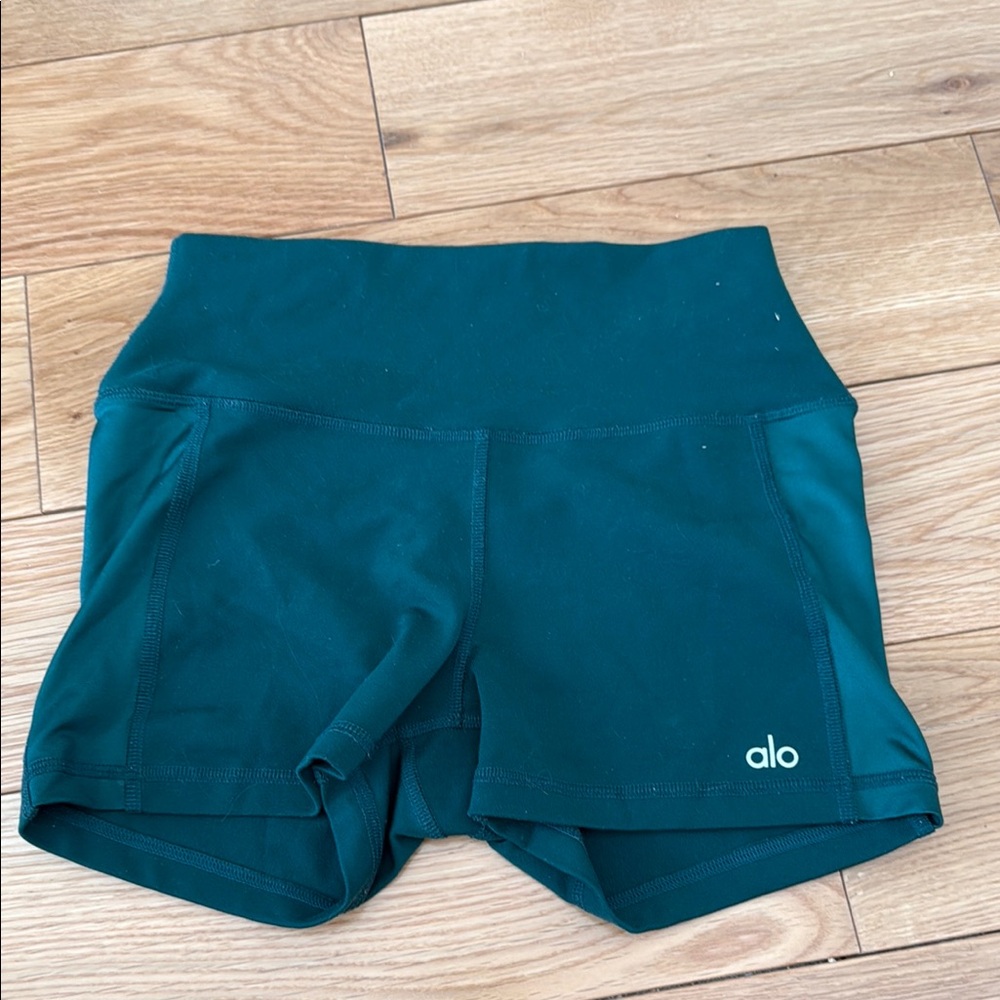 ALO Yoga Women's Dark Green Athletic Shorts